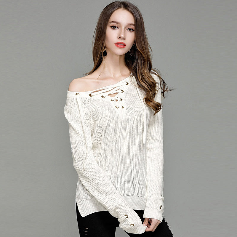 Women's V-Neck Knit Pullover Sweater | Soft Stretch Tunic Knitwear