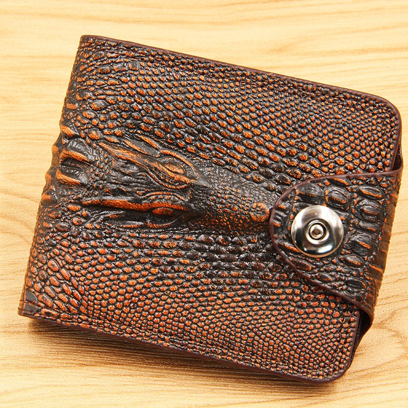 Men's Crocodile Texture Bifold Wallet – PU Leather Magnetic Clasp Purse