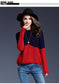 Color Block Long Sleeve Knit Sweater | European & American Style Acrylic Pullover