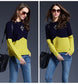 Color Block Long Sleeve Knit Sweater | European & American Style Acrylic Pullover