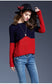 Color Block Long Sleeve Knit Sweater | European & American Style Acrylic Pullover