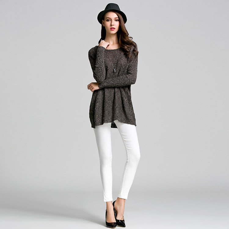 Women's Batwing Sleeve Loose Pullover Sweater | Korean Style Thin Knit Jacket
