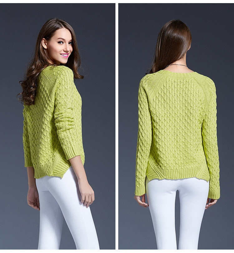 Women's Round Neck Pullover Sweater | Soft Acrylic Knit Autumn Winter Jumper