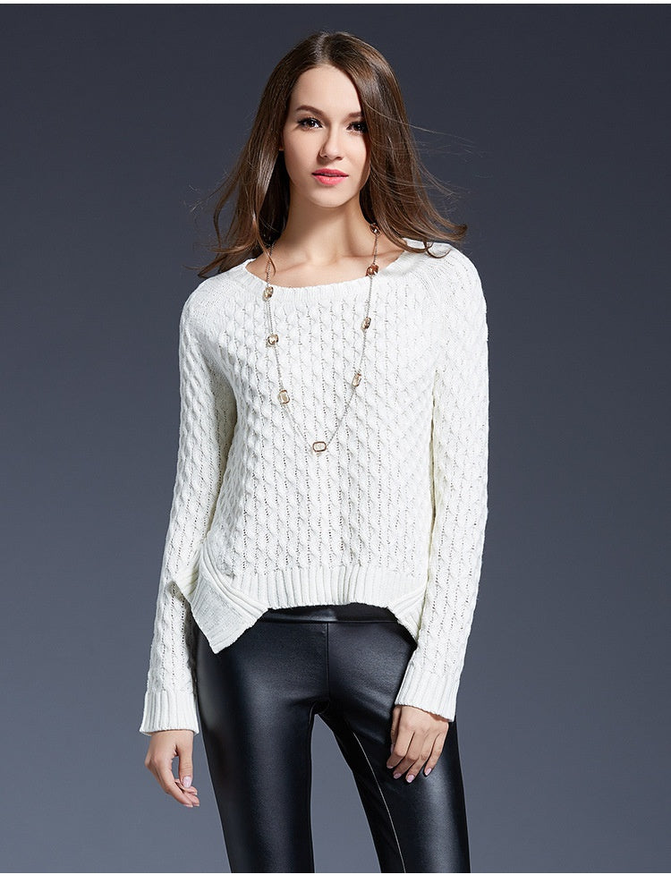 Women's Round Neck Pullover Sweater | Soft Acrylic Knit Autumn Winter Jumper