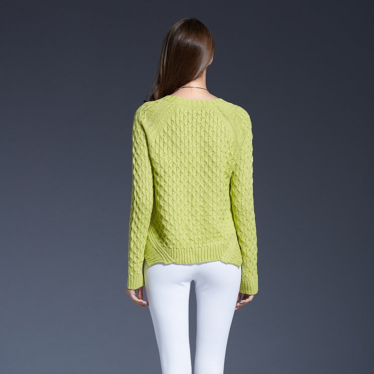 Women's Round Neck Pullover Sweater | Soft Acrylic Knit Autumn Winter Jumper