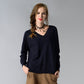 Women's Oversized V-Neck Knit Sweater | Long Sleeve Pullover Blouse