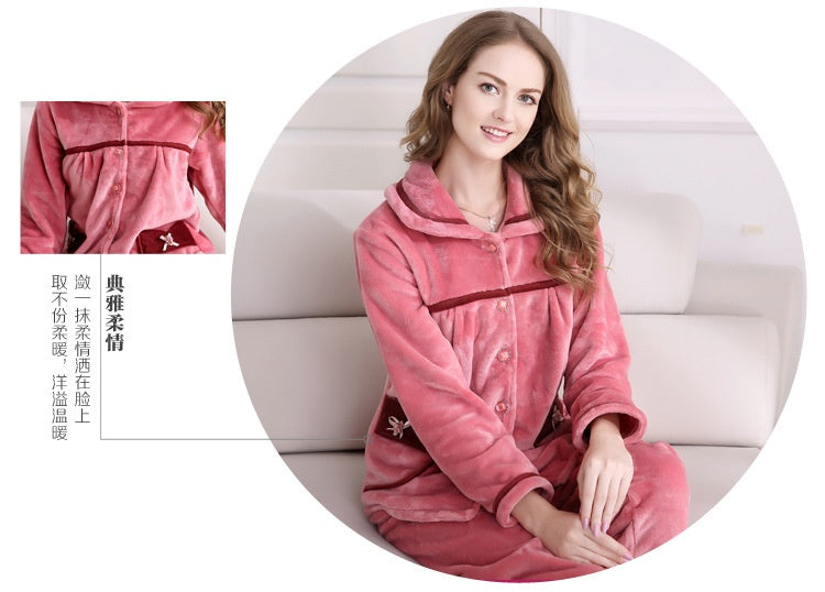 Coral Fleece Pajama Set | Long Sleeve Winter Flannel Nightwear for Women & Men