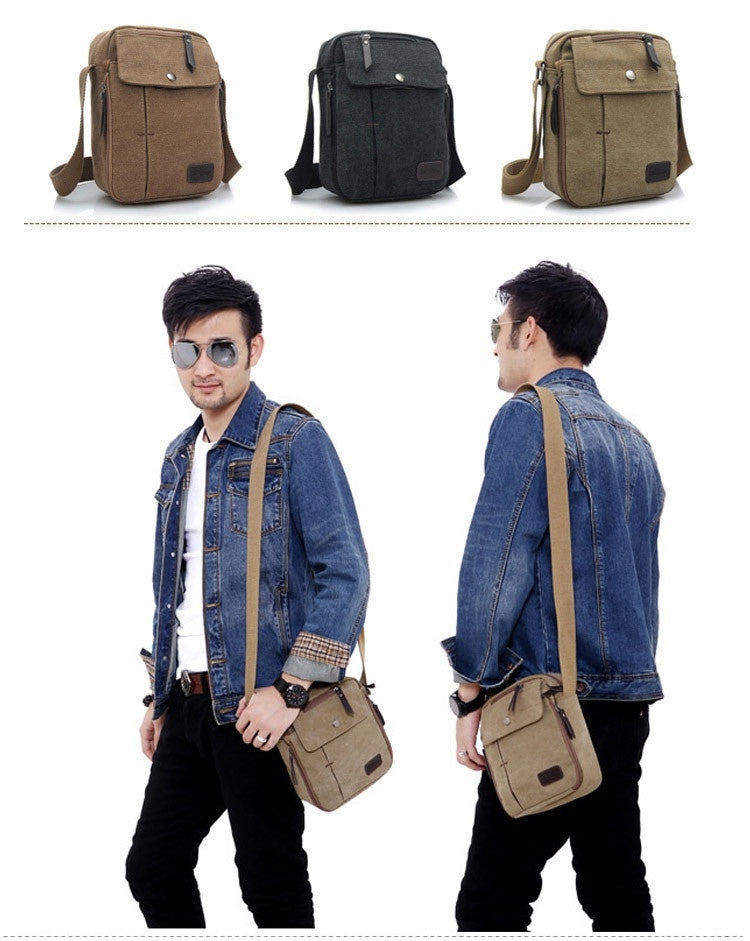 Unisex Canvas Crossbody Satchel Bag | Casual Single Shoulder Outdoor Travel Bag