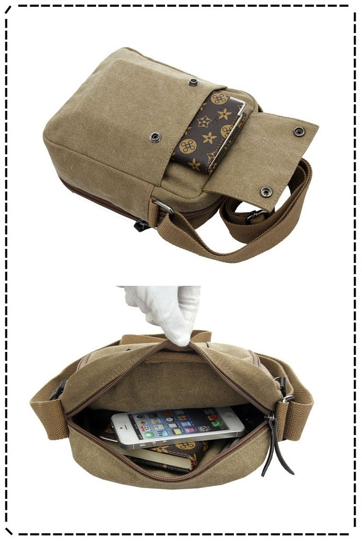 Unisex Canvas Crossbody Satchel Bag | Casual Single Shoulder Outdoor Travel Bag
