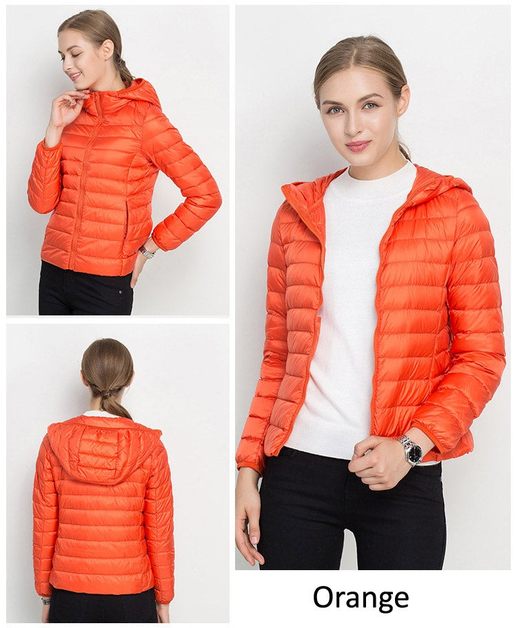 Women's Ultra Light Down Jacket – 90% Duck Down, Hooded, Slim Fit Parka