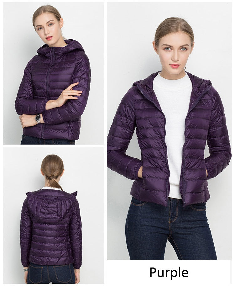 Women's Ultra Light Down Jacket – 90% Duck Down, Hooded, Slim Fit Parka