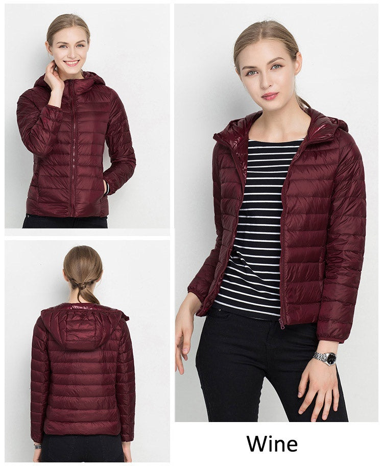 Women's Ultra Light Down Jacket – 90% Duck Down, Hooded, Slim Fit Parka