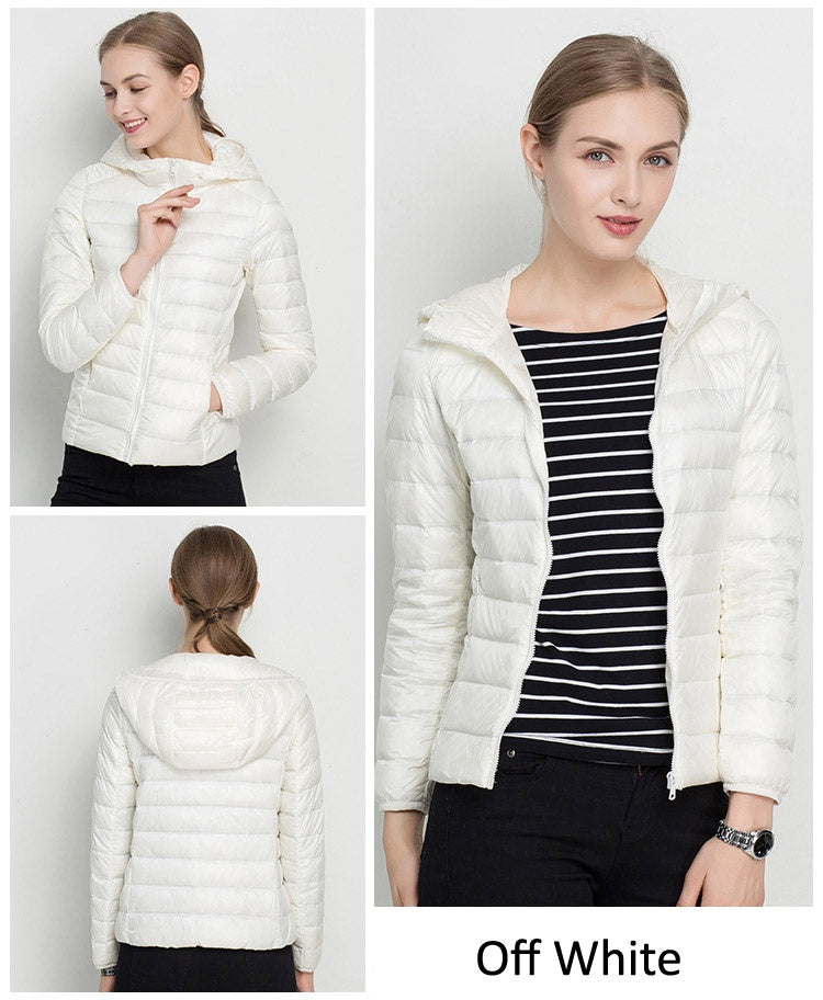 Women's Ultra Light Down Jacket – 90% Duck Down, Hooded, Slim Fit Parka