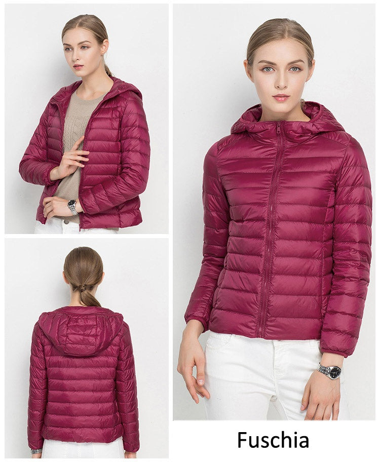 Women's Ultra Light Down Jacket – 90% Duck Down, Hooded, Slim Fit Parka