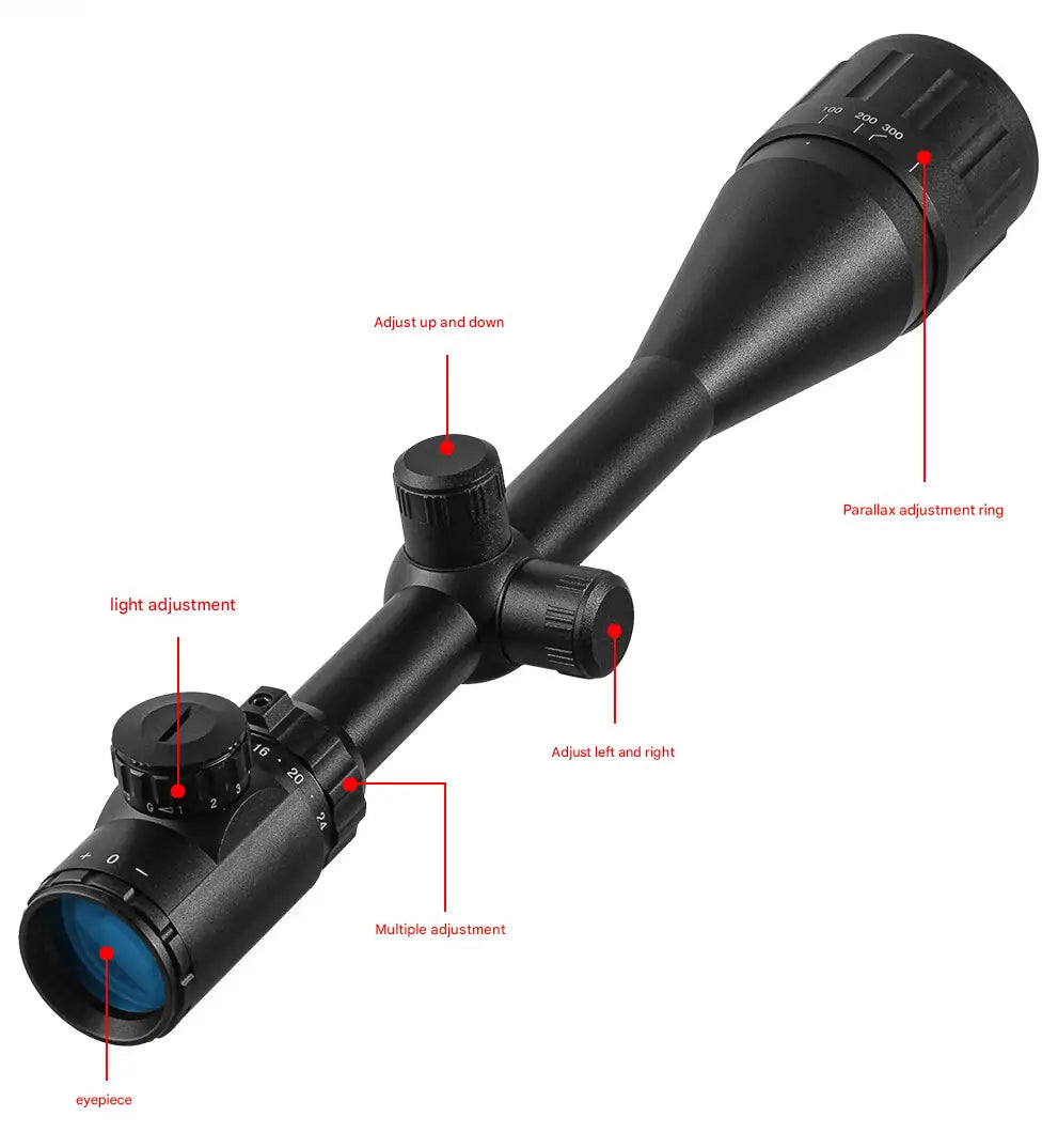 6-24X50AOE Tactical Rifle Scope - HD Optical Shockproof Scope with Red/Green Illuminated Reticle