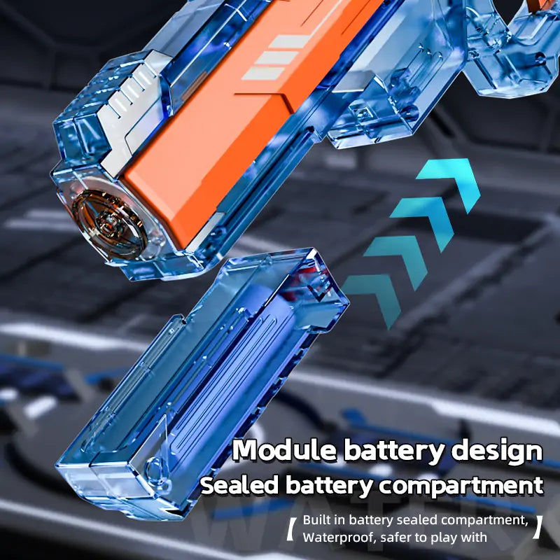 Electric Water Battle Gun – Auto Squirt Pistol with LED Light & 500ml Drum Tank