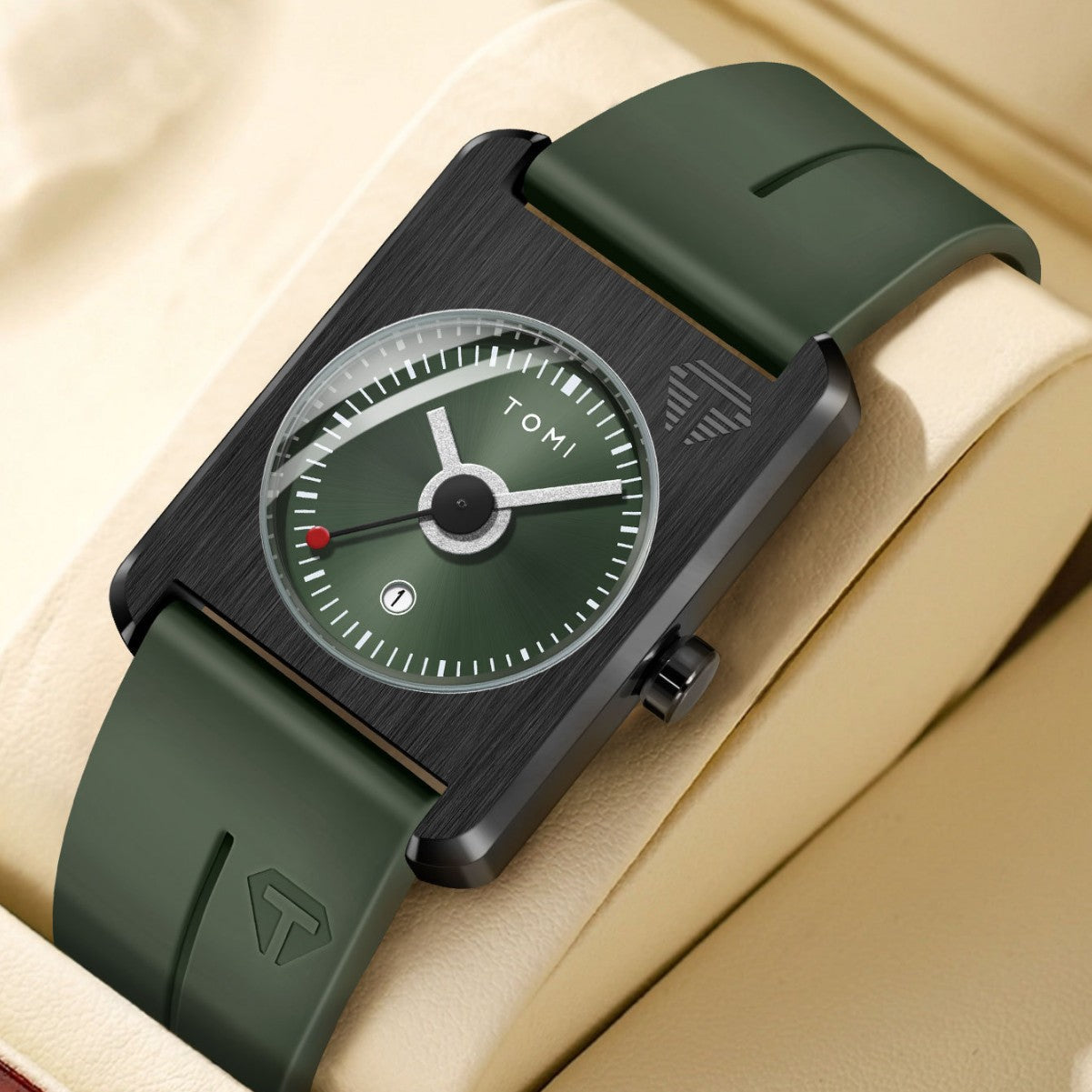 Square Calendar Quartz Watch for Men & Women | Sporty Alloy Case Wristwatch