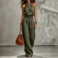 Women's Sleeveless Backless Halter Jumpsuit | Wide-Leg Lace-Up Onesie