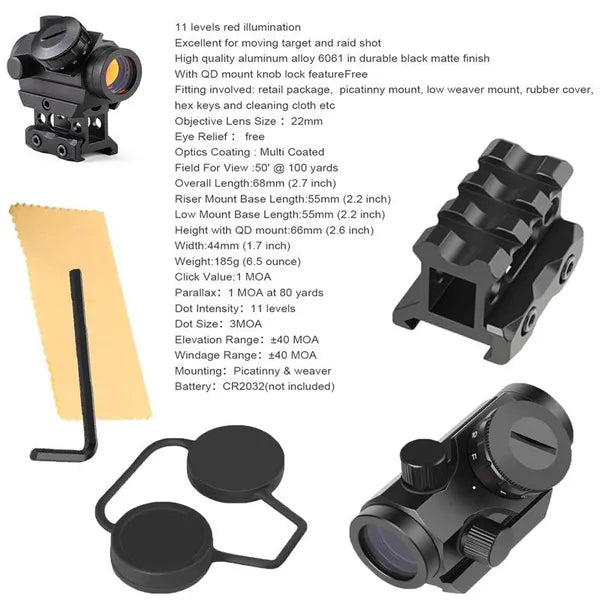 Tactical Reflex Sight Red Green Lighting Reticle Holographic Projected Red Dot Sight Airgun Scope Hunting 11mm/20mm Rail Mount