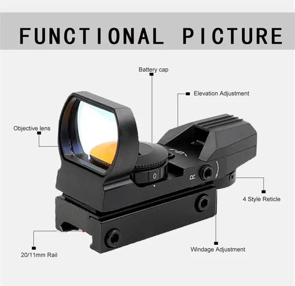 Tactical Reflex Sight Red Green Lighting Reticle Holographic Projected Red Dot Sight Airgun Scope Hunting 11mm/20mm Rail Mount