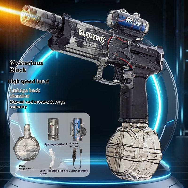 Electric Water Gun with Colored Lights – High-Speed Burst, Large Capacity Drum Magazine