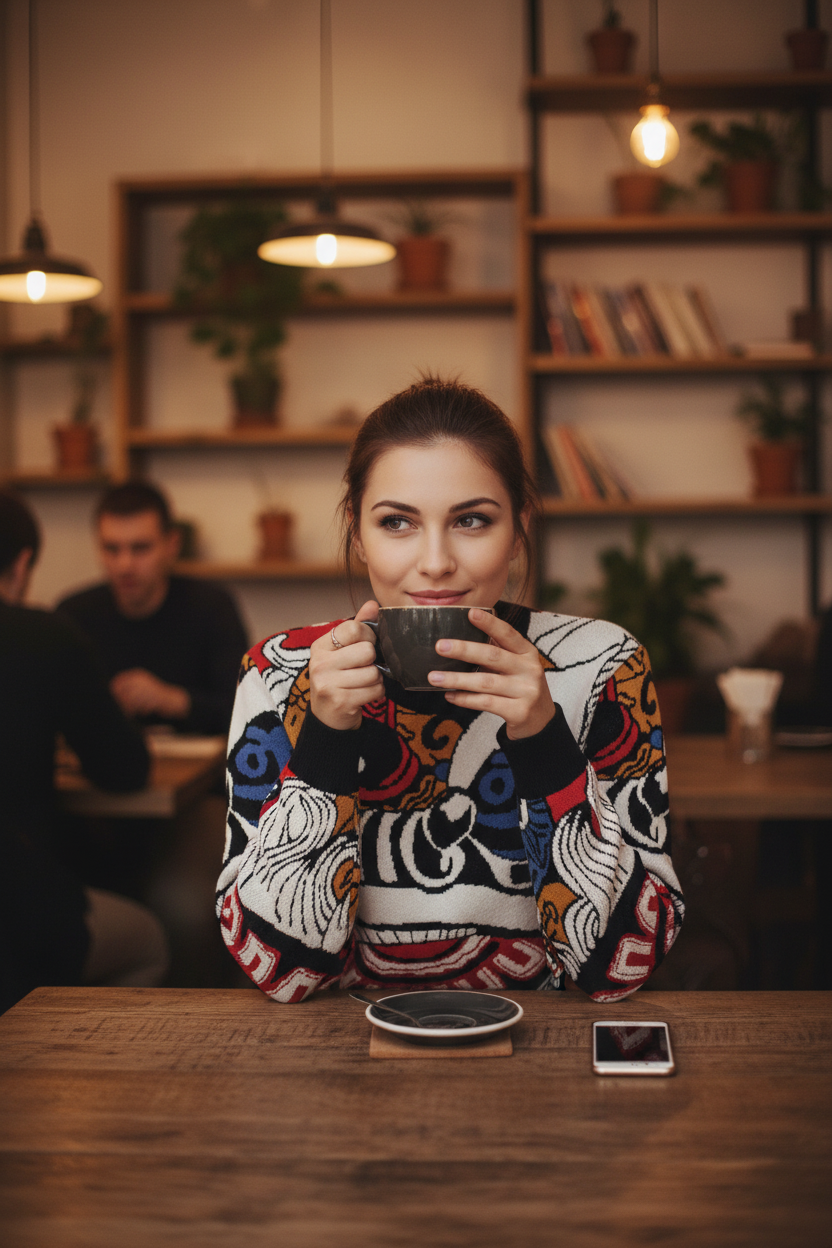 Luxury Lion Dance Jacquard Sweater - Artistic Pattern Knitwear