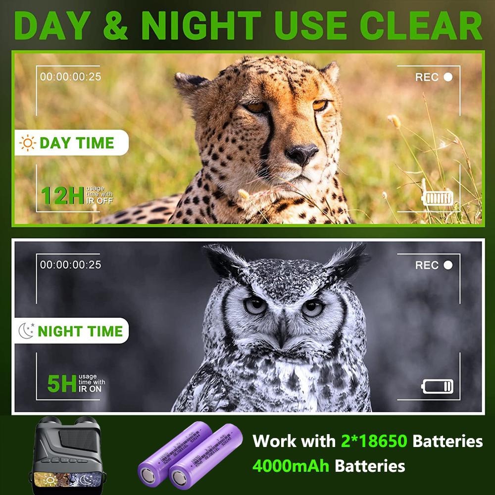 Rechargeable Night Vision Binoculars 850nm Infrared HD 5X Zoom | Hunting Camping