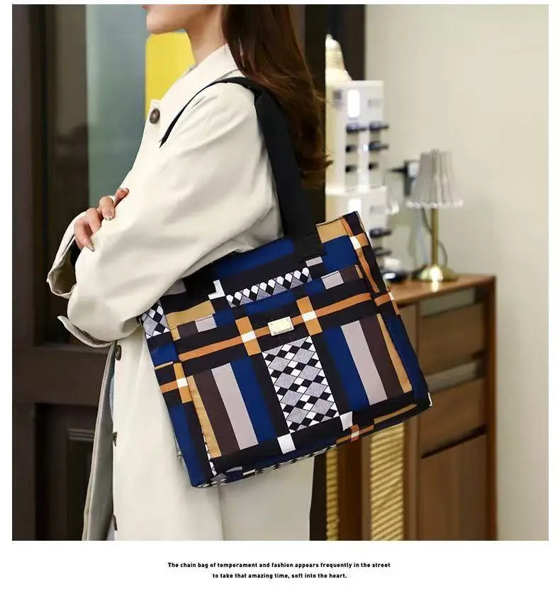 Geometric Pattern nylon Tote Bag - Modern Design Shoulder Bag BEYOND INTERNATIONAL TRADE