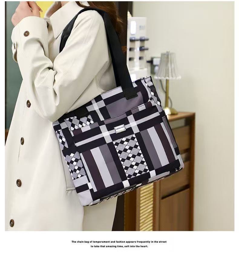 Geometric Pattern nylon Tote Bag - Modern Design Shoulder Bag