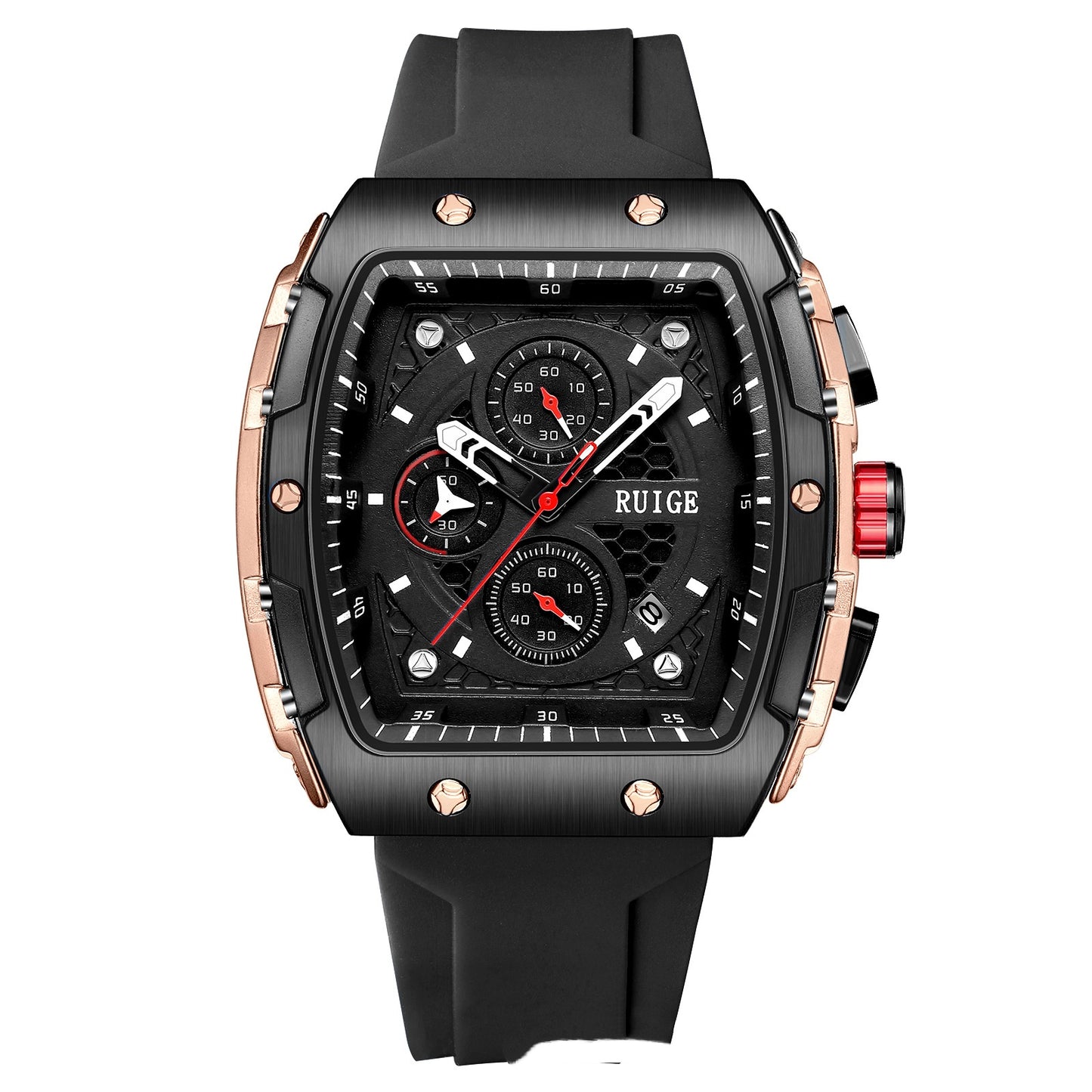 RuiGe Men's Outdoor Barrel-Shaped Fashion Wristwatch | Slim 10mm Design