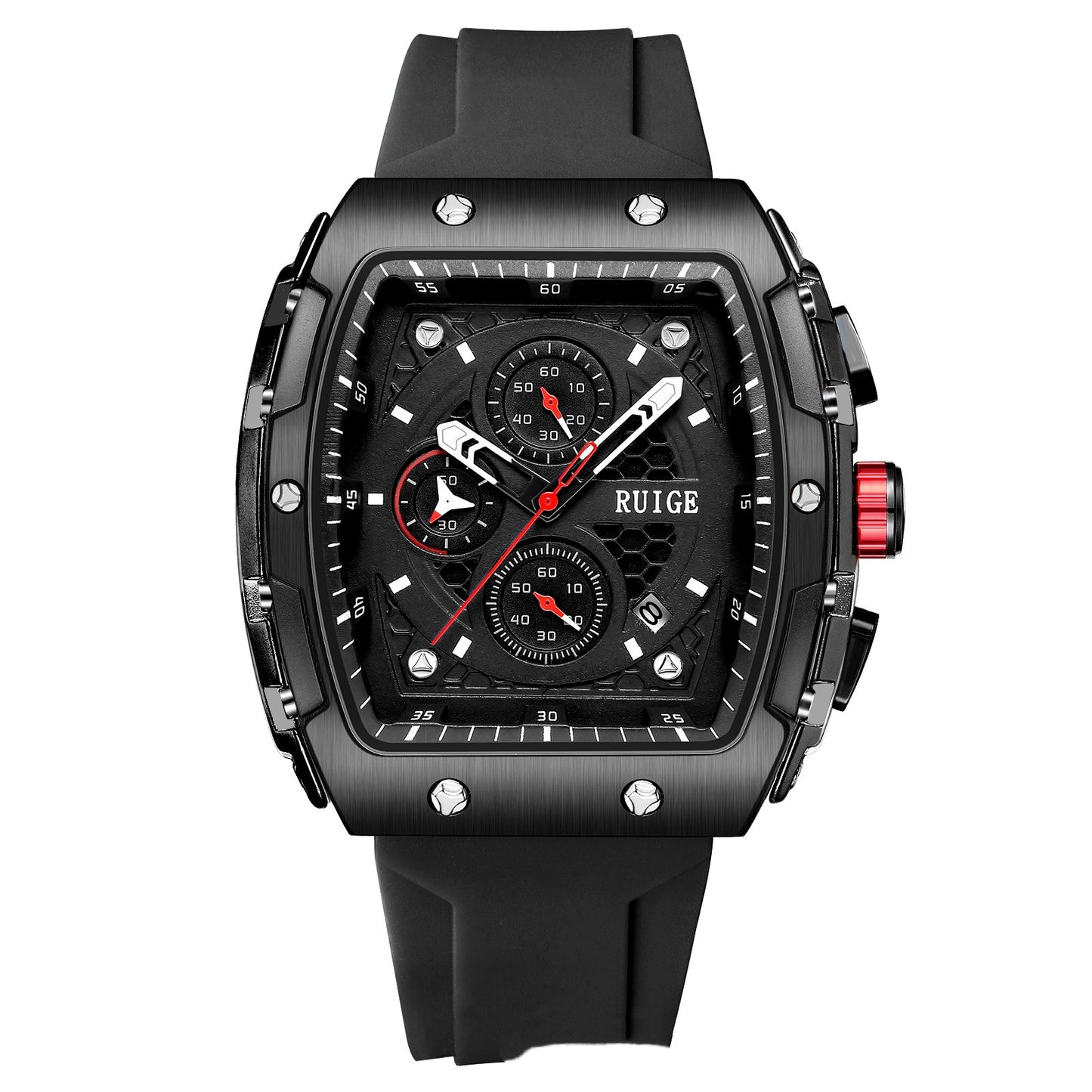 RuiGe Men's Outdoor Barrel-Shaped Fashion Wristwatch | Slim 10mm Design