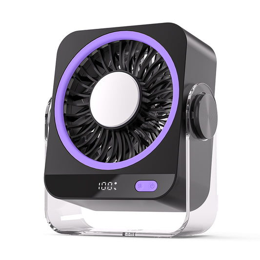 Rechargeable USB Desk Fan | 5-Speed Quiet Portable Fan with Cooling & Digital Display