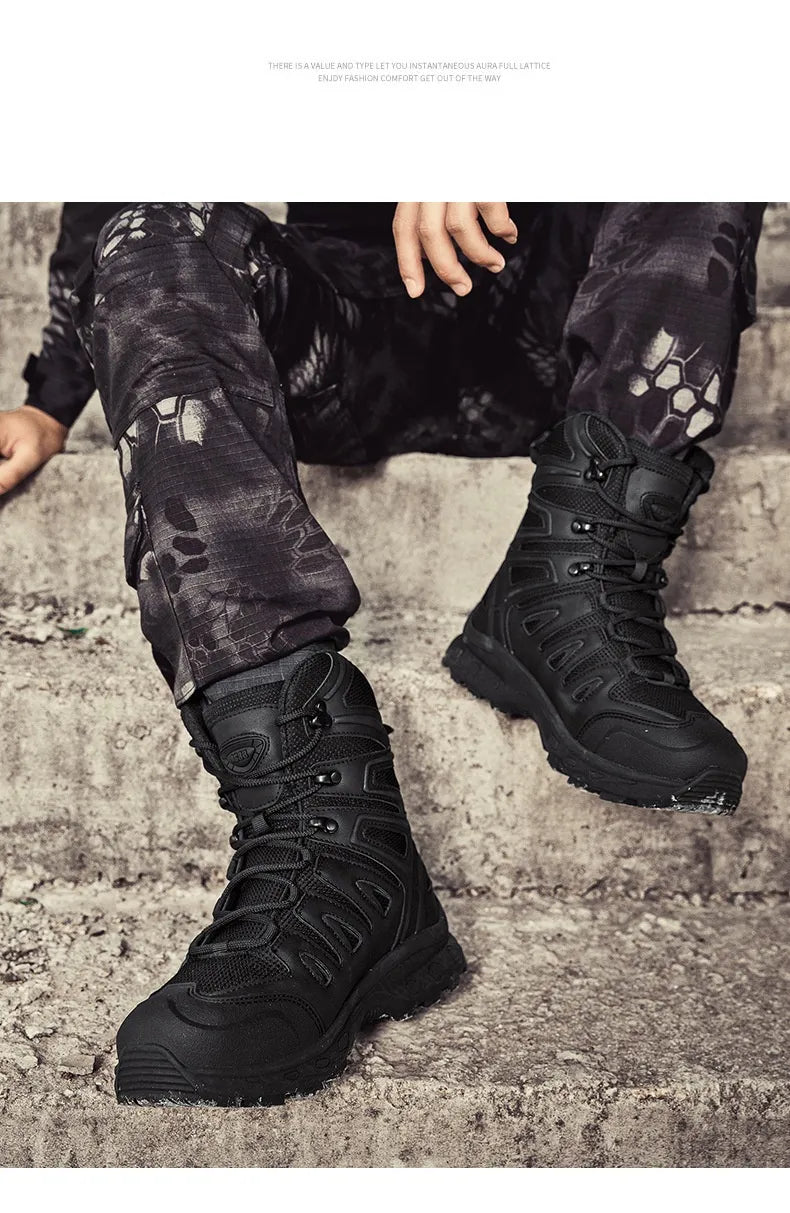 Men's Mid-Top Outdoor Hiking Boots | Anti-Slip Rubber Sole Trekking Shoes EU 39-47