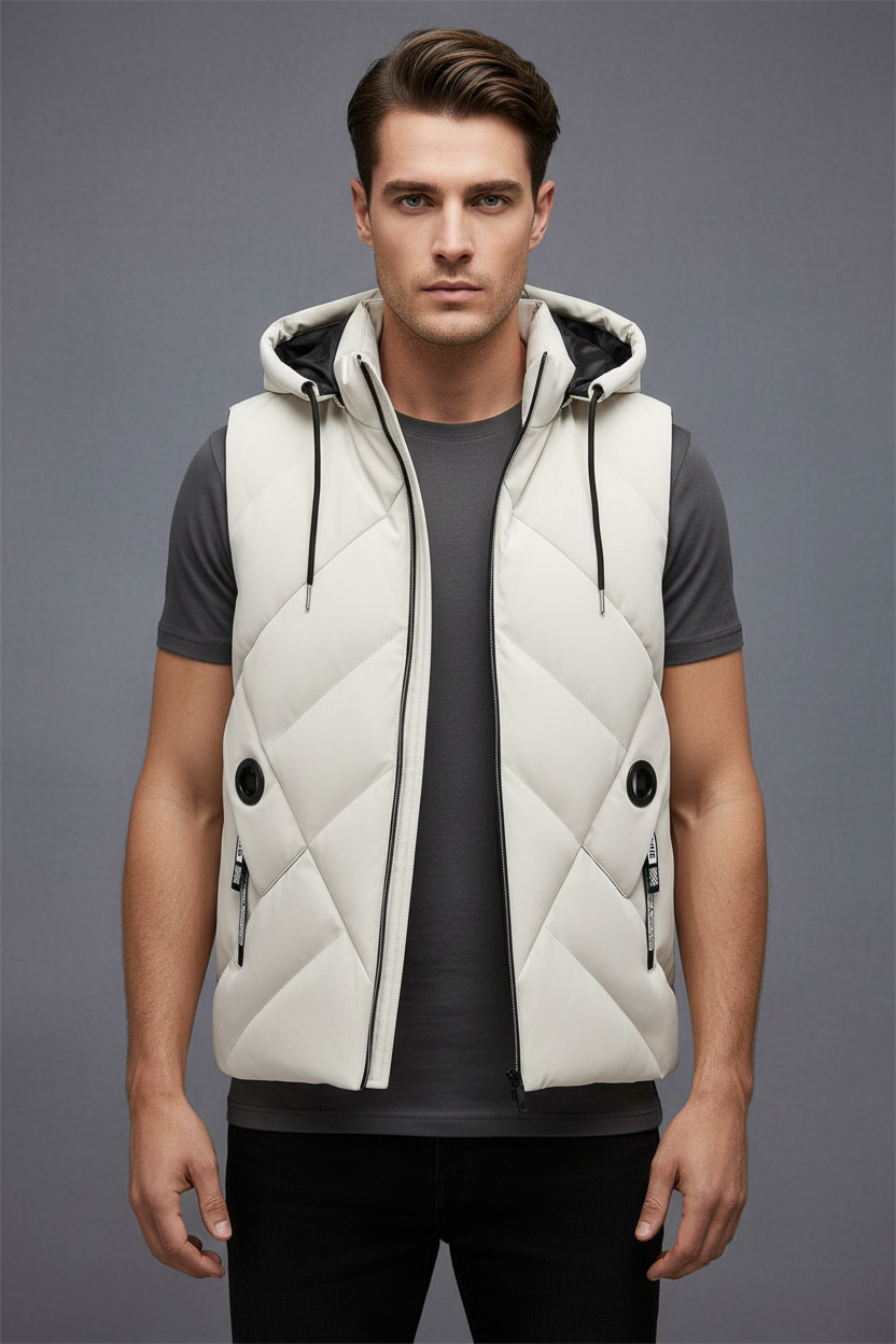 欧美男模特穿白色马甲