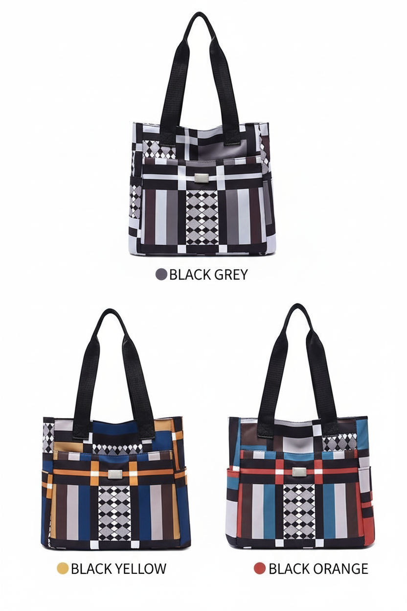 Geometric Pattern nylon Tote Bag - Modern Design Shoulder Bag