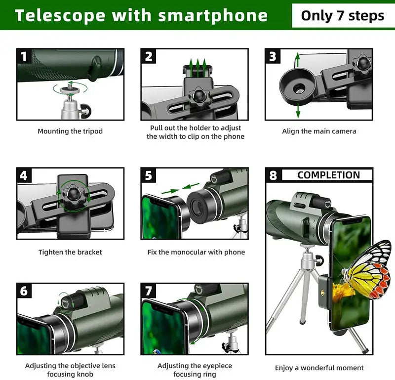 10x42 HD High Power Monocular Telescope - Portable Outdoor Professional Grade for Concerts, Fishing & Bird Watching