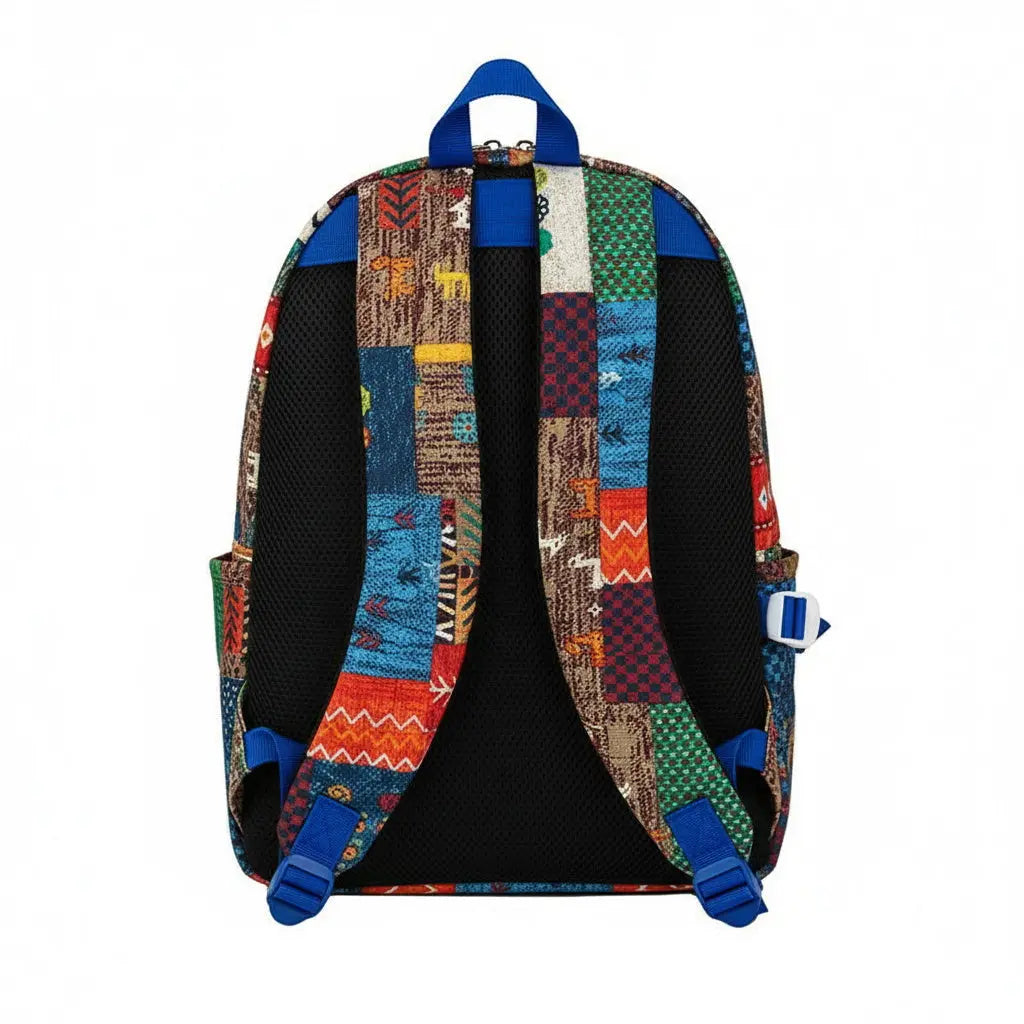 Nepalese Patchwork Backpack - Handmade Ethnic Graffiti Style Lightweight School Bag Nepalese Artisans