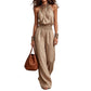 Women's Sleeveless Backless Halter Jumpsuit | Wide-Leg Lace-Up Onesie