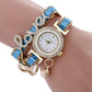Women's Crystal LOVE Bracelet Watch | Quartz Analog Faux Leather Strap