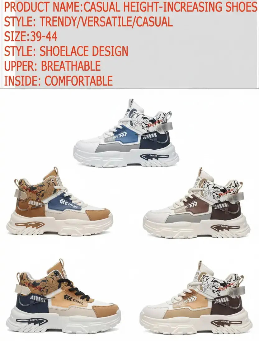 Chunky Platform Elevator Sneakers - Retro Style Height Increasing Shoes 6-10CM BEYOND INTERNATIONAL TRADE