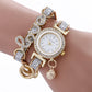 Women's Crystal LOVE Bracelet Watch | Quartz Analog Faux Leather Strap