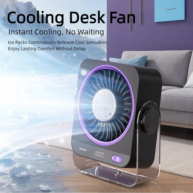 Rechargeable USB Desk Fan | 5-Speed Quiet Portable Fan with Cooling & Digital Display