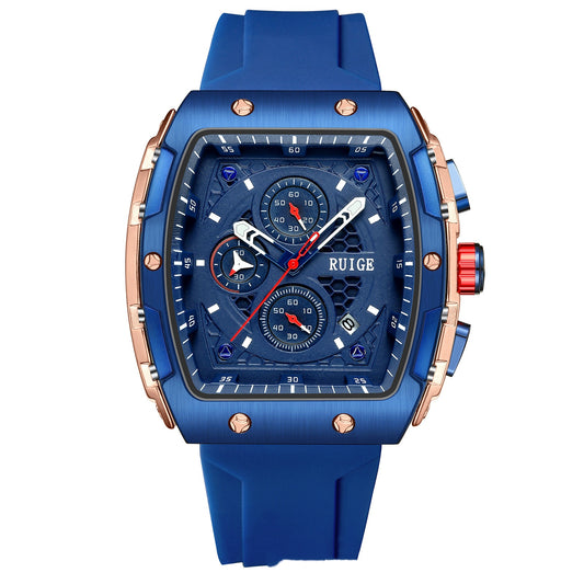 RuiGe Men's Outdoor Barrel-Shaped Fashion Wristwatch | Slim 10mm Design