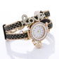 Women's Crystal LOVE Bracelet Watch | Quartz Analog Faux Leather Strap