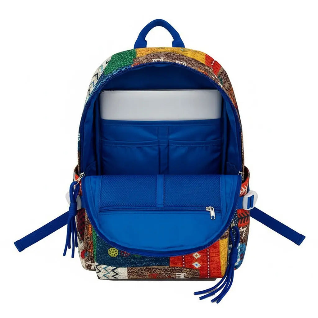 Nepalese Patchwork Backpack - Handmade Ethnic Graffiti Style Lightweight School Bag Nepalese Artisans