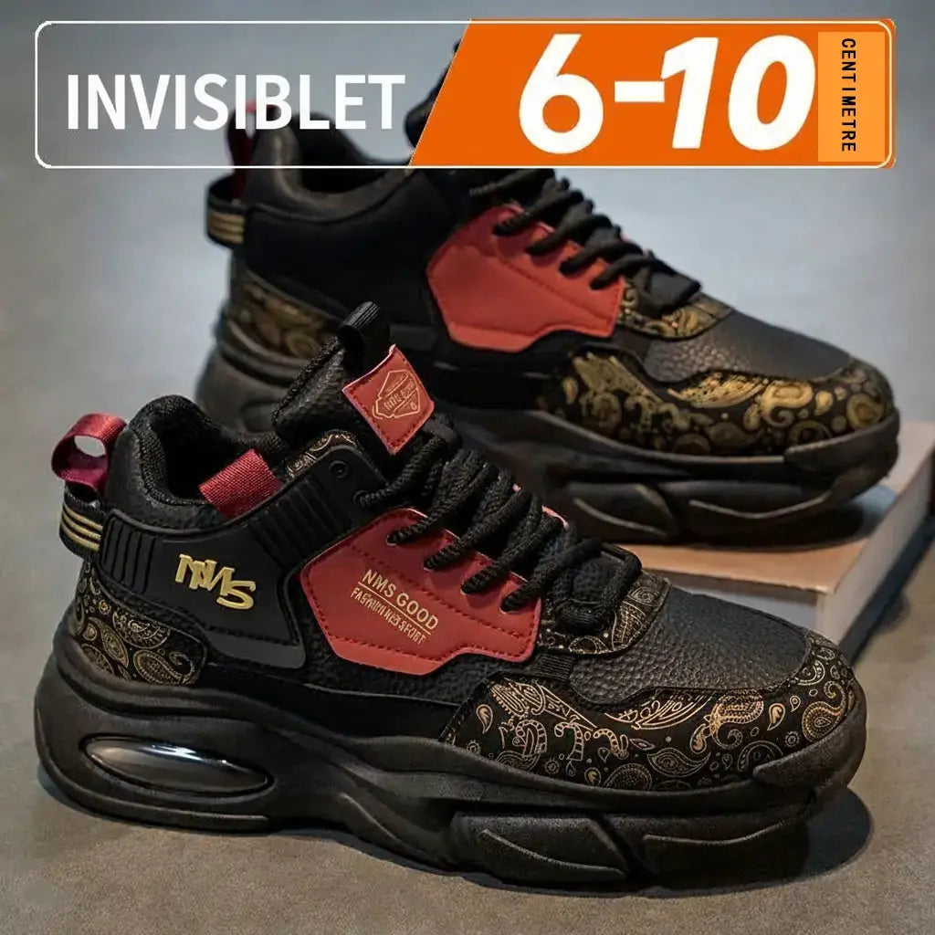 Breathable athletic height-increasing sneakers mesh design for gym running
