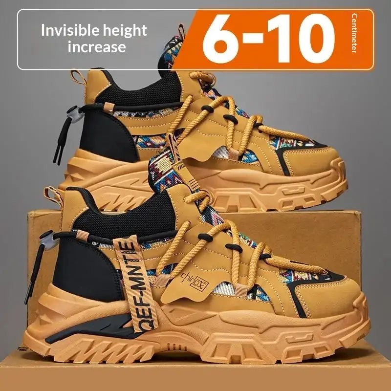 Unisex invisible height-increasing sneakers white 6-9CM lift front view
